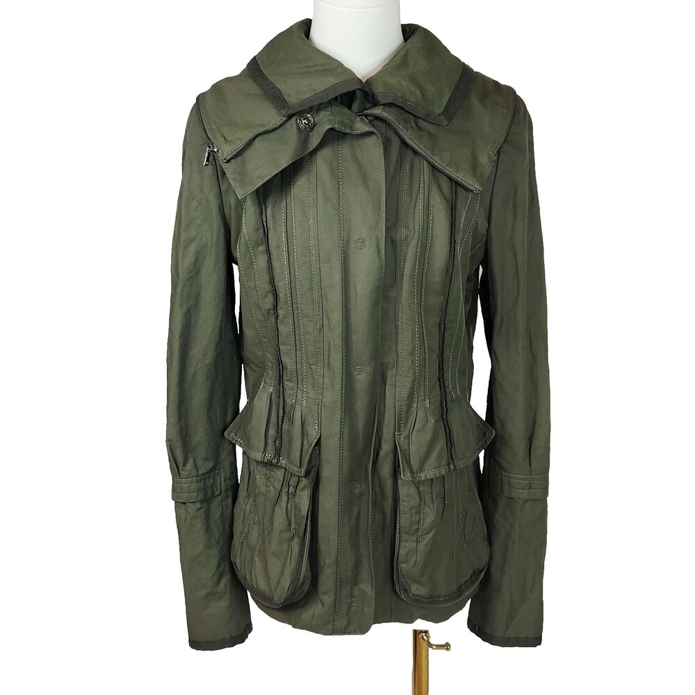 Elie Tahari 3-in-1 Layered Utility Jacket Olive Green Women's Small Gorpcore